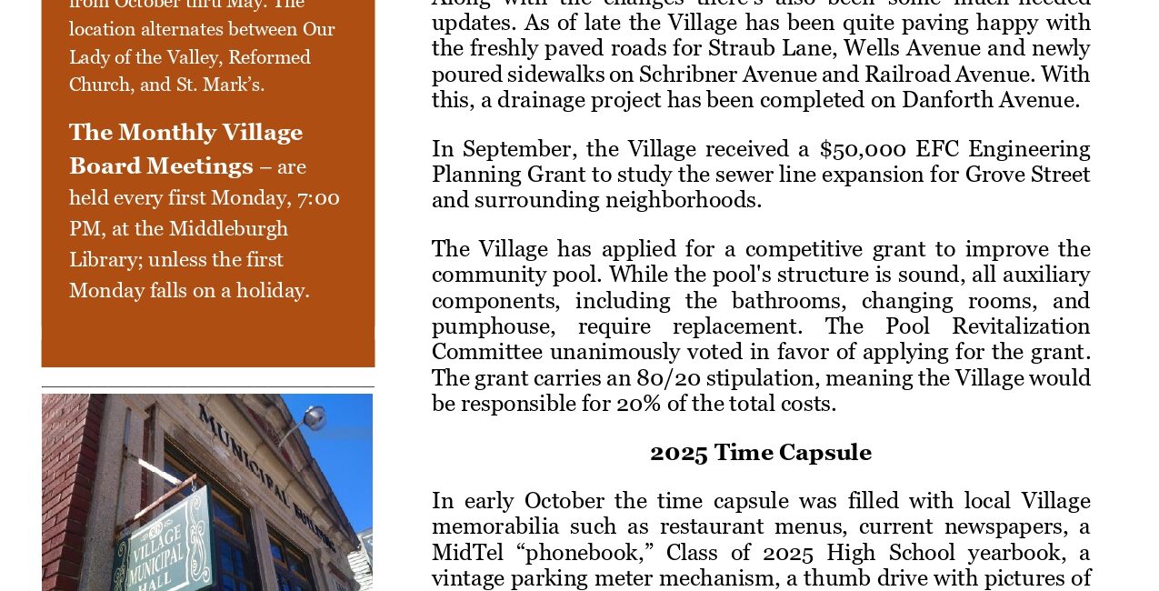 Village of Middleburgh Fall 2025 Newsletter